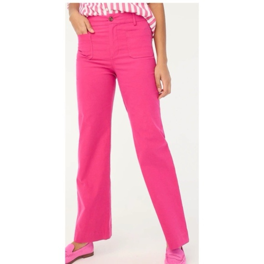 Lizzie High-Rise Patch-Pocket High Rise J. Crew Bright Pink Wide Leg Pant